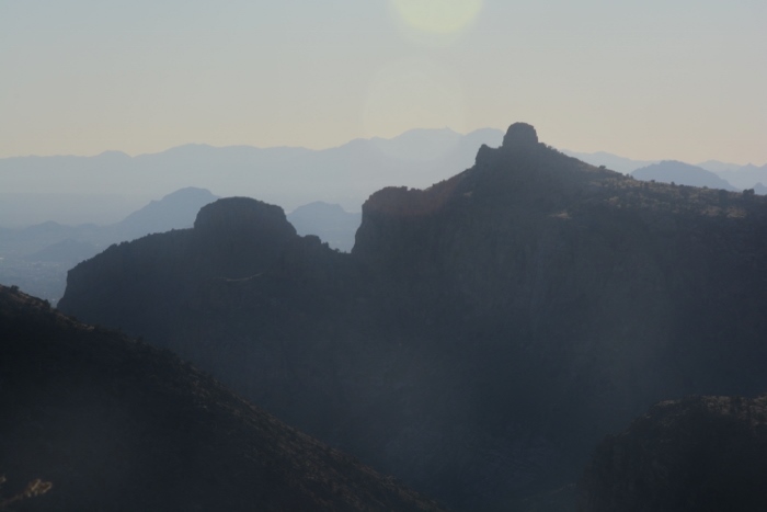 Layers of mountains in silhouette